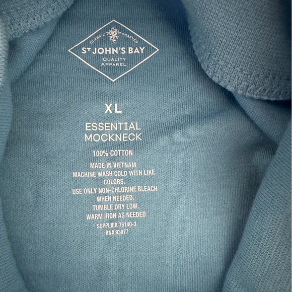 NWT St. John’s Bay Essential Mockneck Heritage Blue Size XL Normcore Classic - Picture 8 of 9